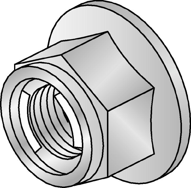 M12-F-SL-WS 3/4 Hexagon nut Hot-dip galvanized (HDG) hexagon nut with self-locking mechanism used with all MI connectors